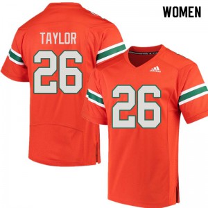 #26 Sean Taylor Miami Hurricanes Women Official Jersey Orange