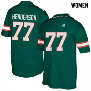 #77 Seantrel Henderson University of Miami Women Stitch Jerseys Green