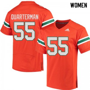#55 Shaquille Quarterman Miami Hurricanes Women Embroidery Jerseys Orange