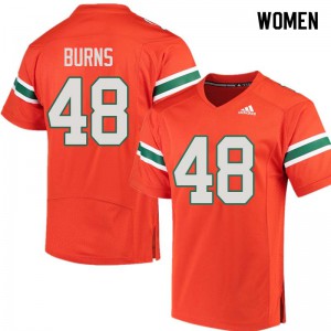 #48 Thomas Burns University of Miami Women Stitched Jersey Orange