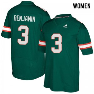 #3 Travis Benjamin Miami Hurricanes Women Player Jerseys Green