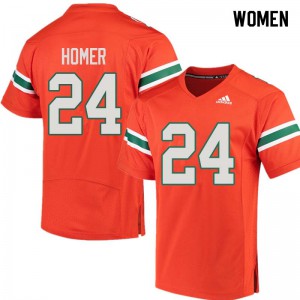 #24 Travis Homer University of Miami Women Player Jerseys Orange