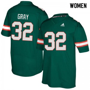 #32 Trayone Gray University of Miami Women University Jersey Green