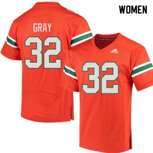 #32 Trayone Gray Miami Women High School Jersey Orange