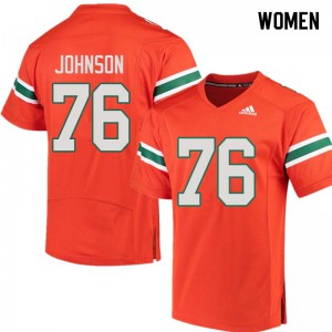 #76 Tre Johnson University of Miami Women Stitch Jersey Orange