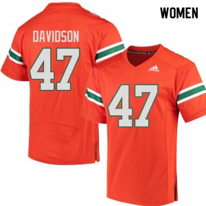 #47 Turner Davidson Miami Women Football Jersey Orange