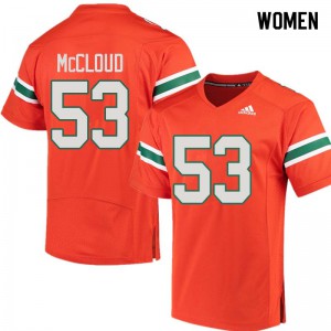 #53 Zach McCloud Miami Hurricanes Women Alumni Jersey Orange