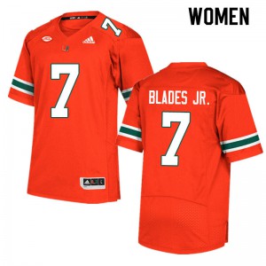 #7 Al Blades Jr. Miami Women Stitch Jerseys Orange
