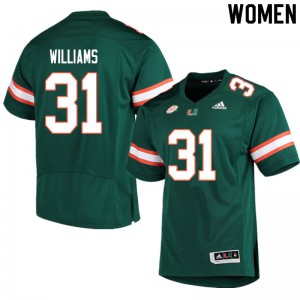 #31 Avantae Williams University of Miami Women University Jerseys Green