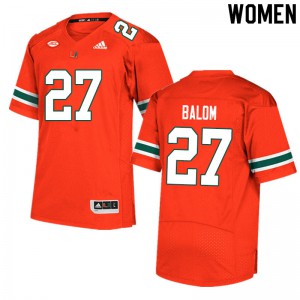 #27 Brian Balom University of Miami Women Alumni Jerseys Orange