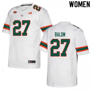 #27 Brian Balom Hurricanes Women Stitch Jerseys White