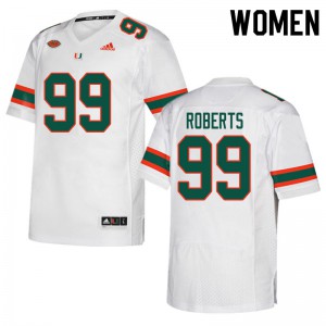 #99 Elijah Roberts Miami Hurricanes Women Stitch Jerseys White