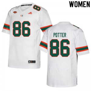 #86 Fred Potter Miami Hurricanes Women Stitch Jersey White
