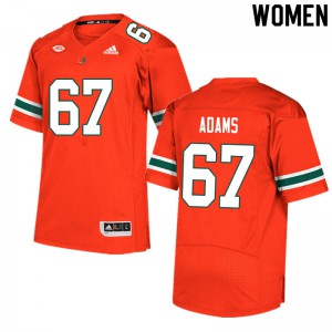 #67 Gavin Adams Hurricanes Women Stitched Jerseys Orange