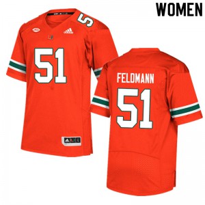 #51 Graden Feldmann Miami Women Embroidery Jerseys Orange