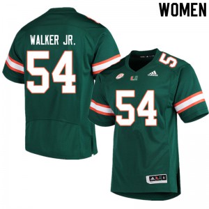 #54 Issiah Walker Jr. University of Miami Women Football Jerseys Green