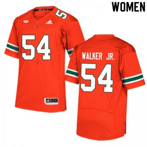 #54 Issiah Walker Jr. Miami Hurricanes Women Player Jerseys Orange