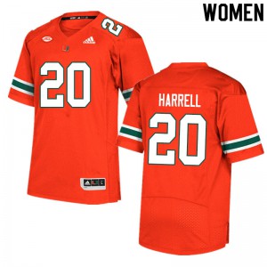 #20 Jalen Harrell Miami Hurricanes Women Embroidery Jerseys Orange