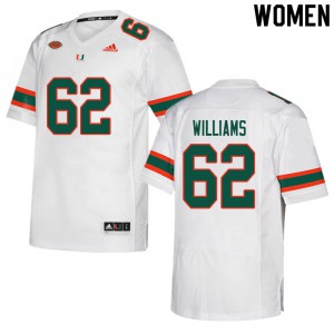 #62 Jarrid Williams Miami Women NCAA Jerseys White