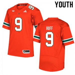 #9 Avery Huff Hurricanes Youth Football Jerseys Orange