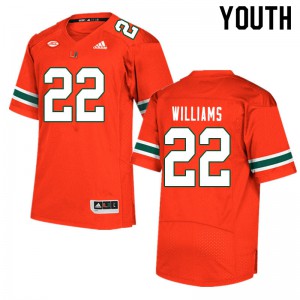 #22 Cameron Williams Miami Hurricanes Youth University Jersey Orange