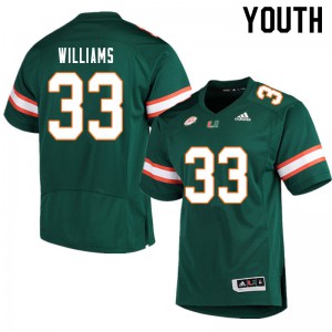 #33 Chantz Williams University of Miami Youth Stitch Jerseys Green