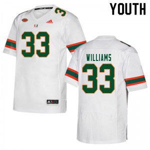 #33 Chantz Williams Miami Youth Player Jersey White