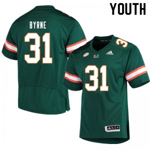 #31 Connor Byrne Miami Hurricanes Youth NCAA Jerseys Green