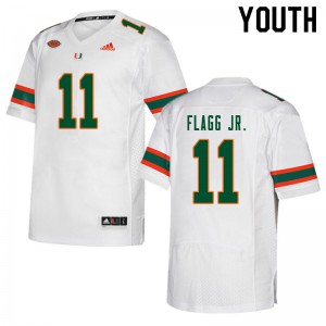 #11 Corey Flagg Jr. Miami Hurricanes Youth Stitched Jerseys White
