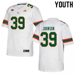 #39 Dante Johnson Miami Hurricanes Youth Football Jerseys White