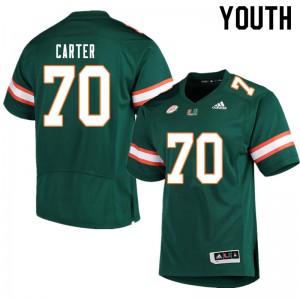 #70 Earnest Carter Hurricanes Youth Embroidery Jerseys Green