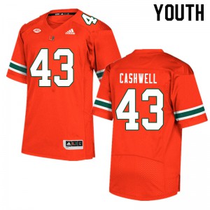 #43 Isaiah Cashwell Miami Youth Official Jerseys Orange