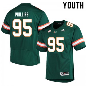 #95 Jaelan Phillips University of Miami Youth Football Jerseys Green