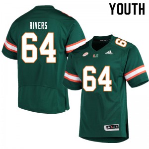 #64 Jalen Rivers Hurricanes Youth Stitch Jersey Green