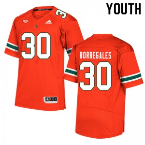 #30 Jose Borregales Miami Youth NCAA Jerseys Orange