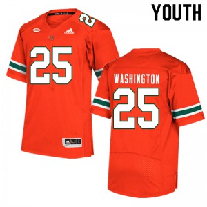 #25 Keshawn Washington Hurricanes Youth University Jersey Orange