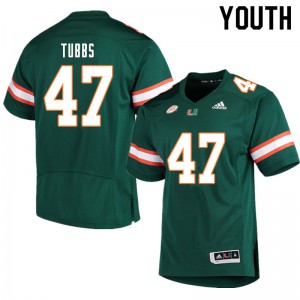 #47 Mykel Tubbs University of Miami Youth Official Jerseys Green