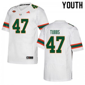 #47 Mykel Tubbs University of Miami Youth Football Jerseys White