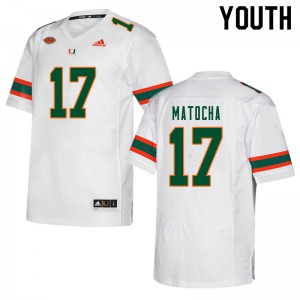 #17 Peyton Matocha Hurricanes Youth Stitch Jerseys White
