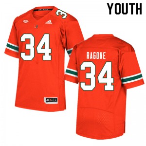 #34 Ryan Ragone Miami Youth Stitched Jerseys Orange