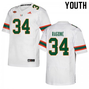 #34 Ryan Ragone Miami Youth College Jersey White