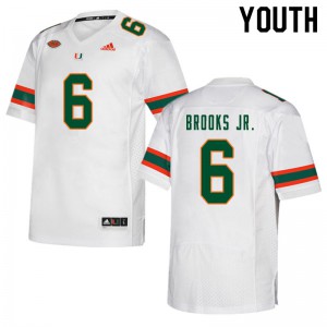 #6 Sam Brooks Jr. Miami Hurricanes Youth Official Jersey White