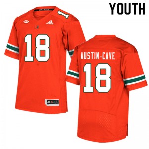 #18 Tirek Austin-Cave Miami Hurricanes Youth College Jersey Orange