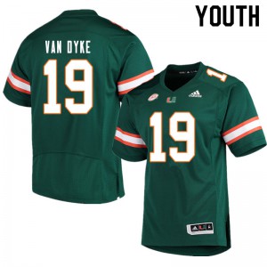 #19 Tyler Van Dyke Hurricanes Youth NCAA Jersey Green