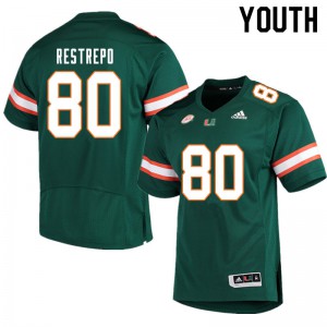 #80 Xavier Restrepo Hurricanes Youth Official Jersey Green