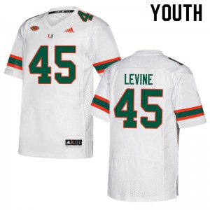 #45 Bryan Levine Miami Hurricanes Youth Embroidery Jersey White