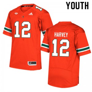 #12 Jahfari Harvey University of Miami Youth Official Jersey Orange