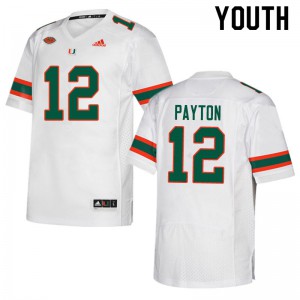#12 Jeremiah Payton Miami Hurricanes Youth University Jerseys White