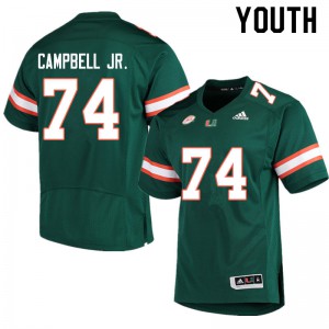 #74 John Campbell Jr. University of Miami Youth Embroidery Jersey Green