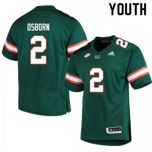 #2 K.J. Osborn University of Miami Youth Stitch Jersey Green